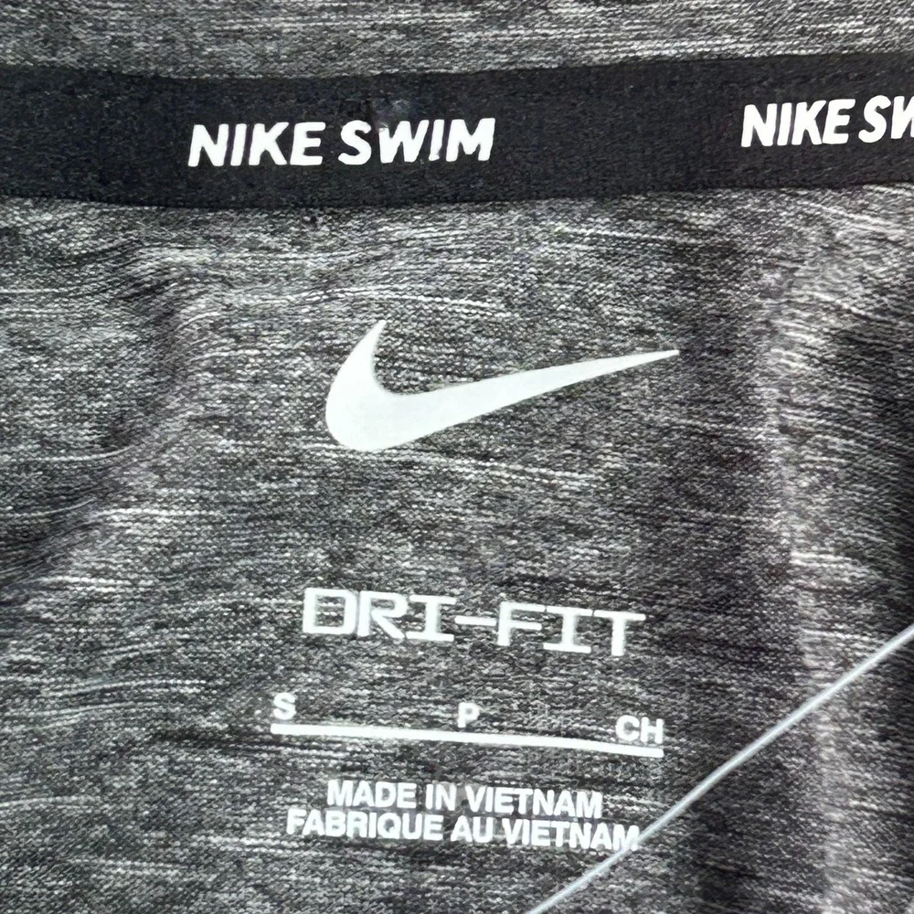 NEW Nike Swim Hooded Rash Guard Mens Small Gray Dri-FIT Long Sleeve NESSB669-001